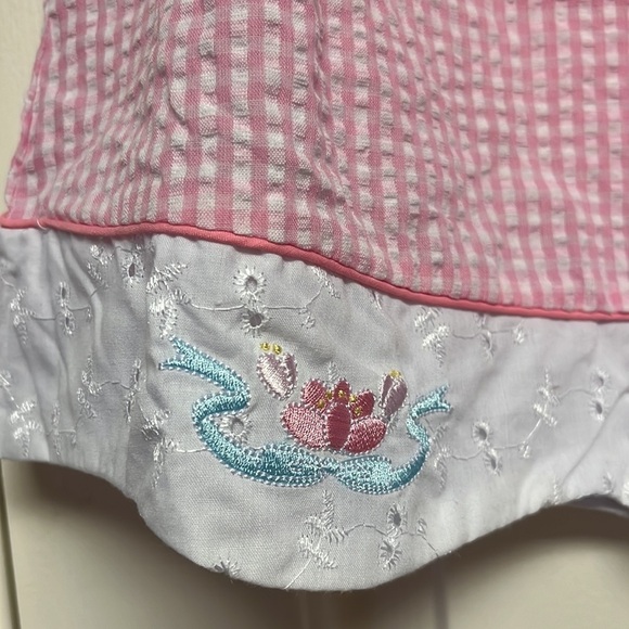 NEW Vintage Toddler Pink Plaid Seersucker White Eyelet Cottagecore Prairie Dress - Picture 6 of 7